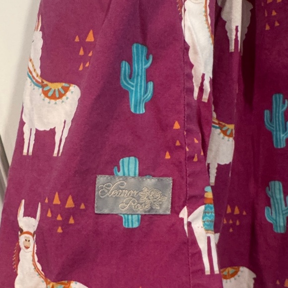 Eleanor Rose Girls' Llama Print Dress with Teal Collar - Picture 3 of 4